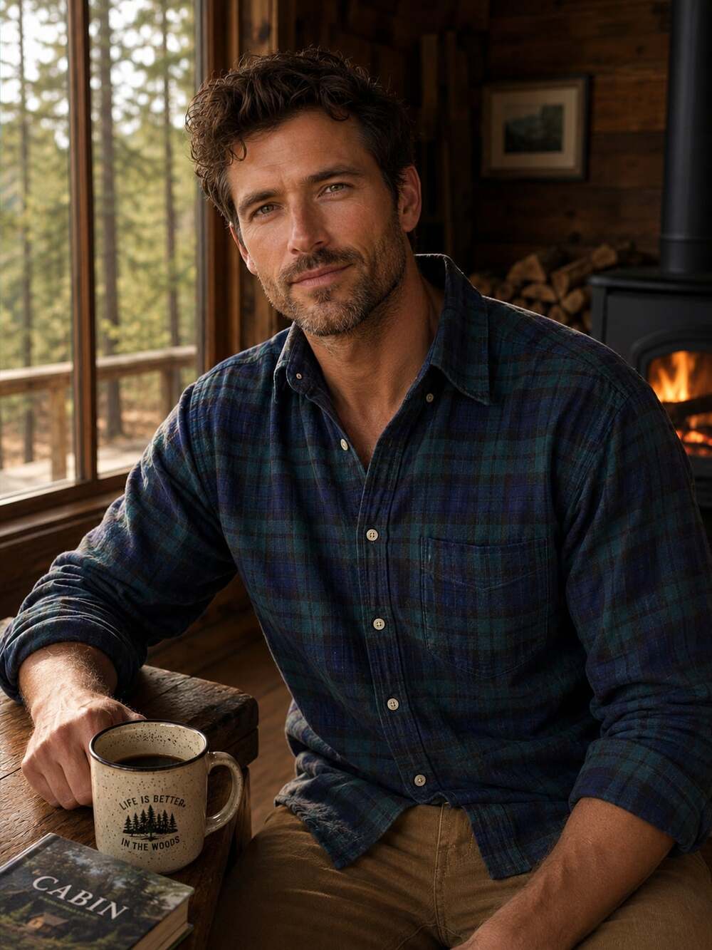 Gant Rugger New Haven Luxury Twill Black Watch Plaid Tartan Shirt Mens Sz L